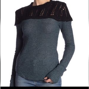 Free People Colorblocked Pointelle Sweater